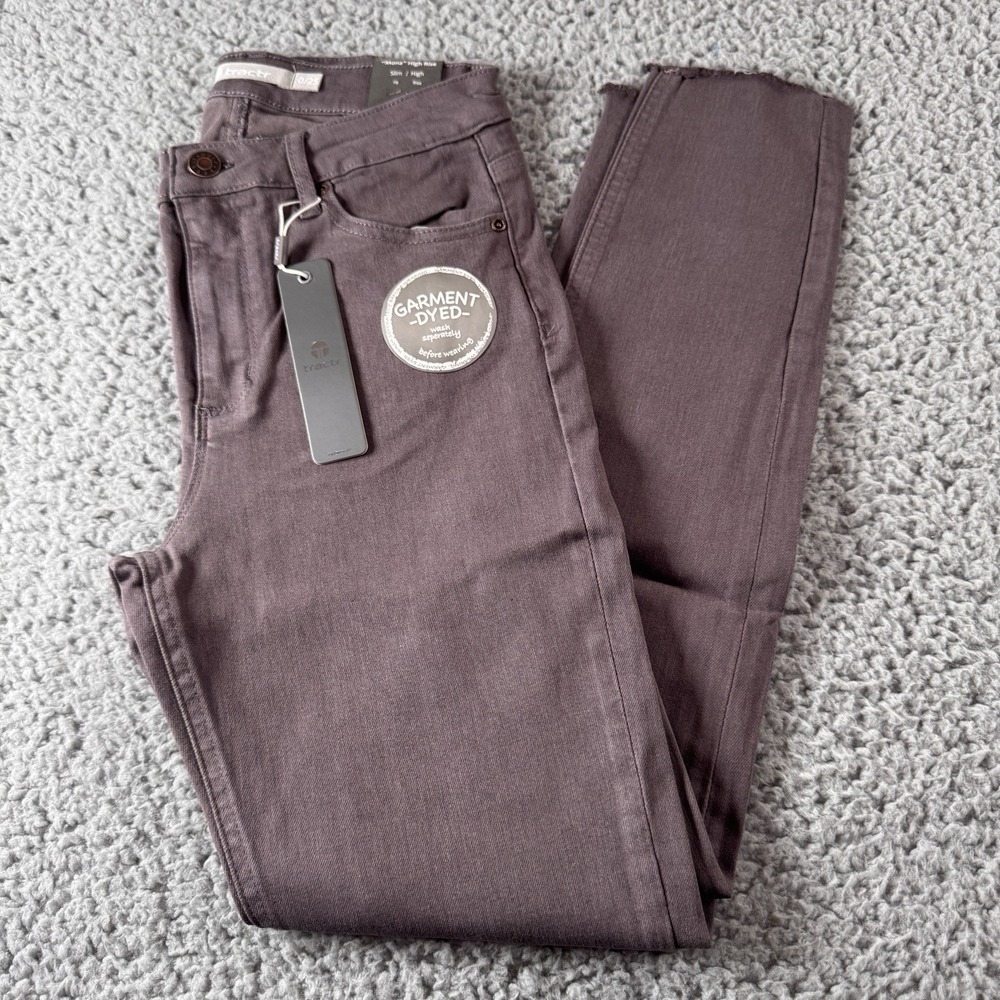TRACTR MONA Gray Eiffel Tower High Rise Stretch Cut Off Crop Jeans Sz 0/25 NWT